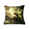 1Pc Forest Fairy Pillow Cover, Polyester 2D Double-Sided Print, Enchanted Green Winged Fairy Art, Fantasy Lover Home & Car Decor