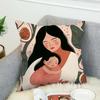 Love Mother Kids Flower Art Pillow Case For Car Sofa Decorative Home Double-sided Print Plush Square Throw Pillow Cushion Cover