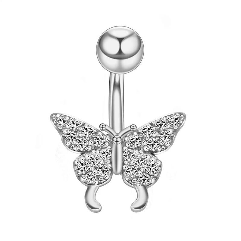 Sexy Butterfly Zircon  High Quality  Navel Ring Navel Piercing Belly Button Rings Stainless Steel Body Jewelry Navel Rings