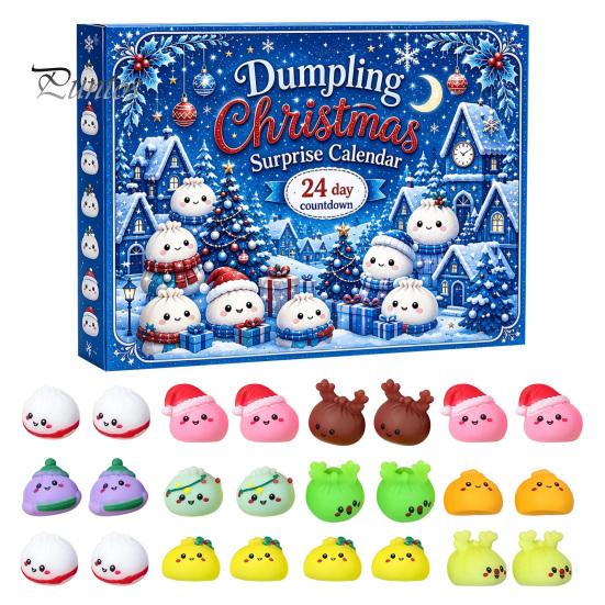 Christmas Traditions for Family Fun 2026 Dumplings Advent Calendar with 24 Mini Bun Squeeze Interactive Countdown Activity December Toys, Festive Box,