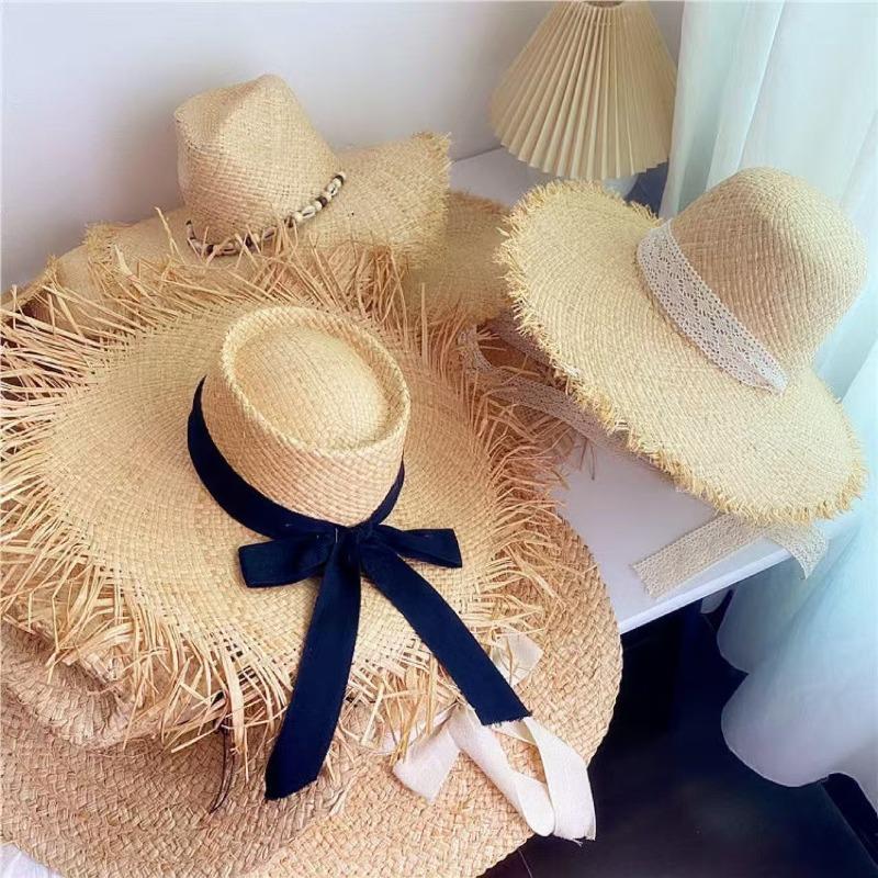 Summer Wind Big Brim Raffia Straw Hat Women's Beach Hat Travel Seaside Vacation Sun Hat