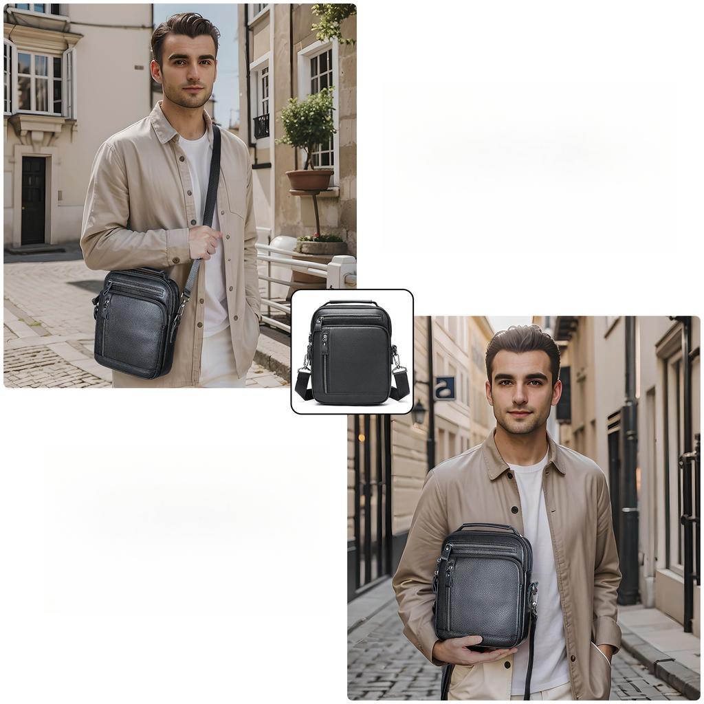 New Men's Genuine Leather Handbags Small Flap Men's Shoulder Bag Casual Office Messenger Bags Fashion Crossbody Bag