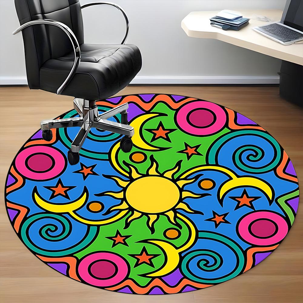 1pc Mandala, Cosmic Office Round Rug, Non-slip, Soft and Durable Office Rug for Interior Decoration, Perfect for Office,Decoration Yy260204046