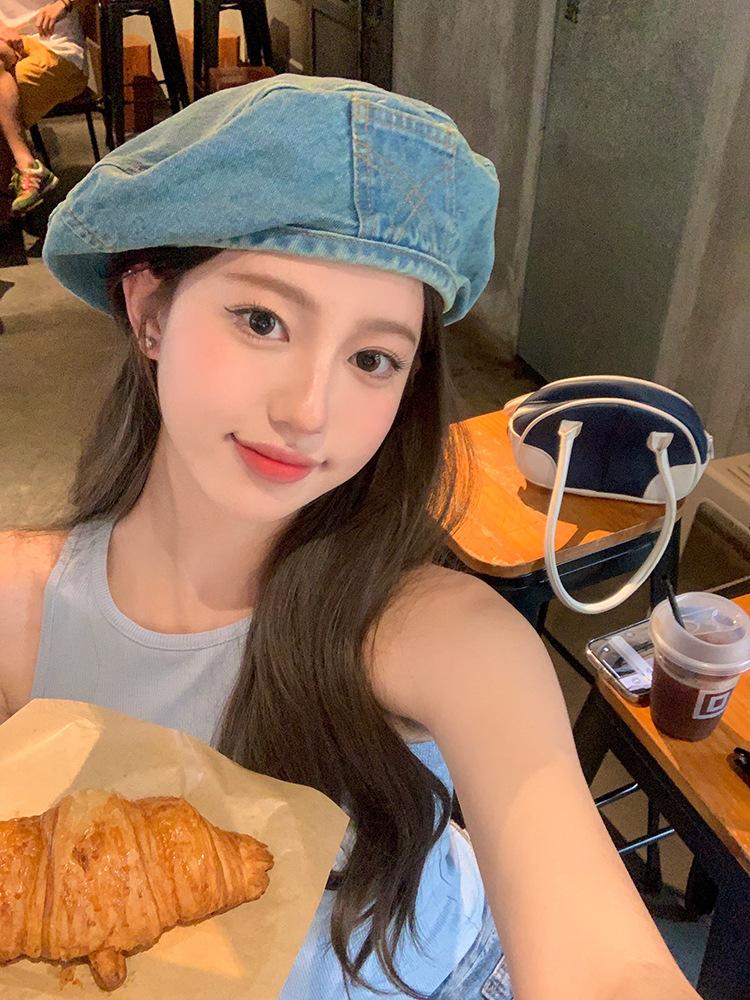 Spring Summer Denim Beret Cap For Women Outdoor Travels Berets Girls Gorra Inglesa Hombre Sombreros De Mujer