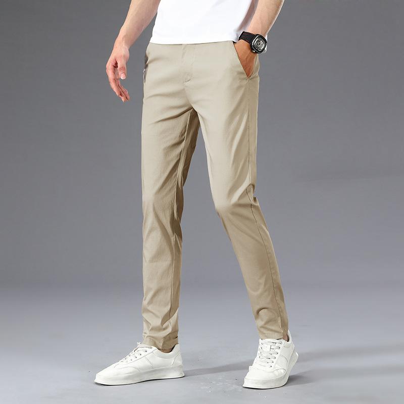 Pants Men's Spring and Autumn New Business Casual Pants Men's Sunscreen Quick-Drying Straight Elastic Green Slim Boys' Pants