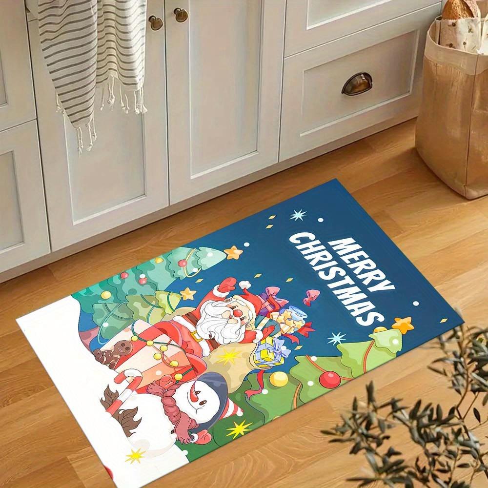 1pc 3D Christmas Cat Rug Non-Slip Machine Washable Carpet Floor Mat Doormat for Living Room Kitchen Bathroom Festive Home Decor