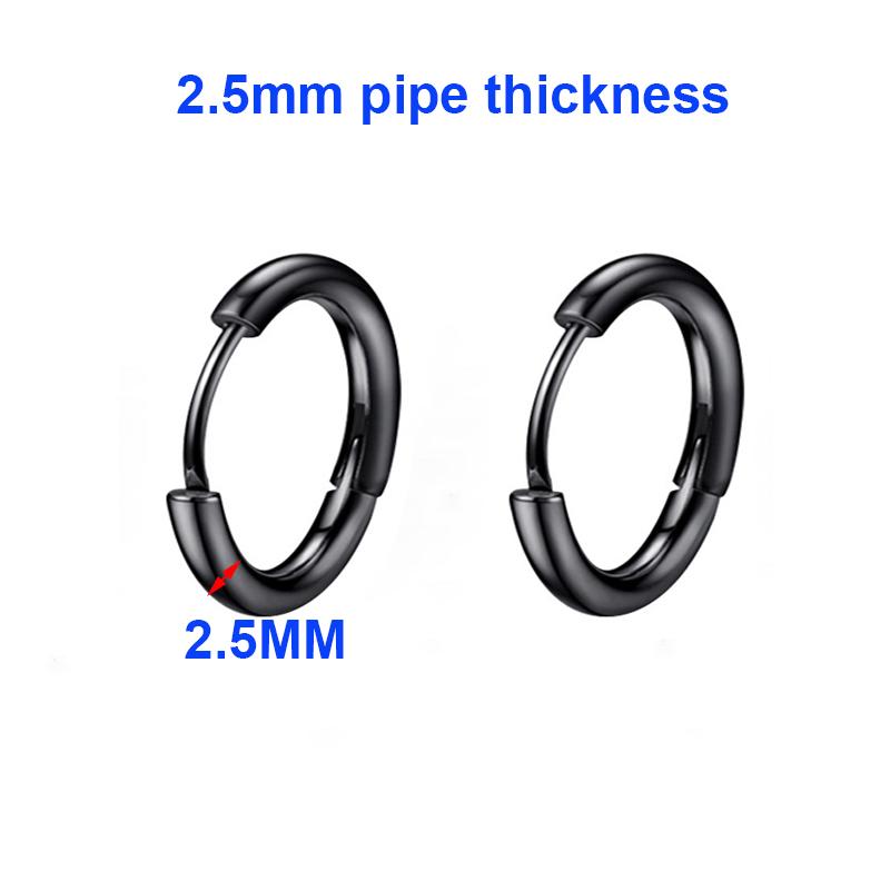 Titanstahl 2/2,5 mm Rohrdicke Mehrere Größen Runde Creolen für Herren Klassischer Schmuck für Accessoires