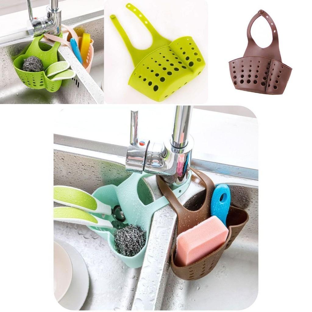 Versatile Kitchen Sink Soap Sponge Holder With Adjustable Strap For Easy Organizing