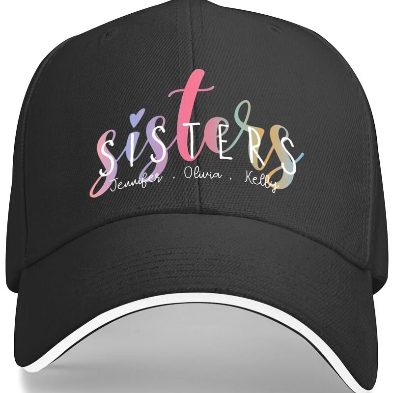 Sisters Custom Names Baseball Cap Polyester Casual Adjustable Gift for Sister Bonding