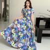 Bohemian Maxi Dress With Elastic Waist For Summer Beach Vacation And Artful Style