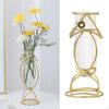 Plants Vase, Iron Dried Flower Vases Holder, Glass Plant Rack Stand for Home Desktop Decoration