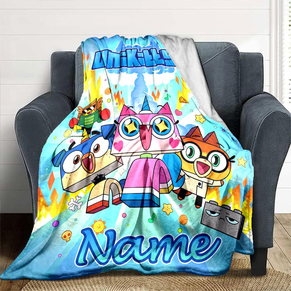 Customiz Name Personality UniKitty Blanket Soft &Warm Sofa Office Bed Travel Lunch Break Blanket, Gift Suitable All Seasons