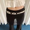 Metal Western Style Cowboy Belts Round Ethnic Style Waistband Heart Rivet Belts  Jeans Decorative