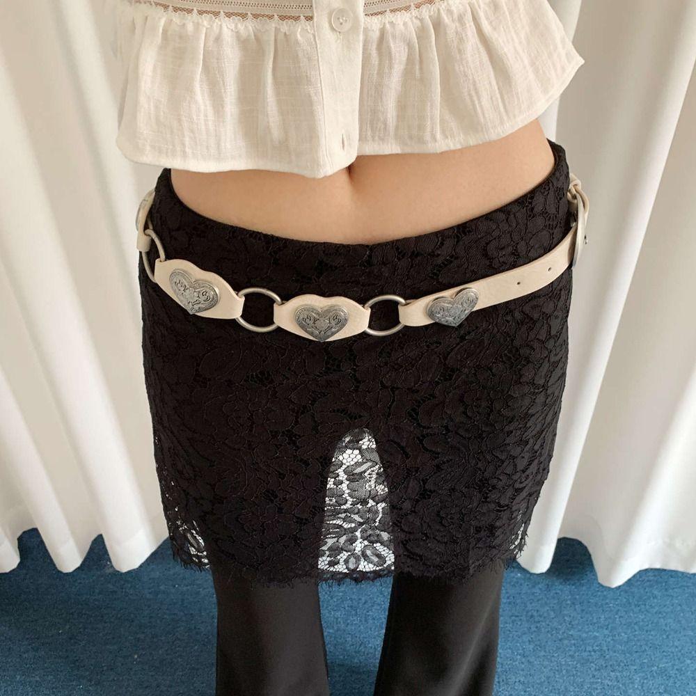 Metal Western Style Cowboy Belts Round Ethnic Style Waistband Heart Rivet Belts  Jeans Decorative