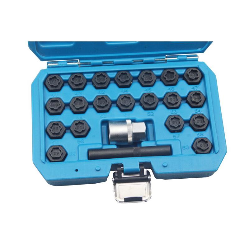22Pc Wheel Locking Nut Key Socket Sets For BMW 1 3 5 6 & 7 Series 1/2" Drive Key Socket 041-060 Wheel Anti-Theft Screws Remover