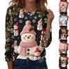 Women's Casual Long Sleeve Christmas Print Round Neck Top