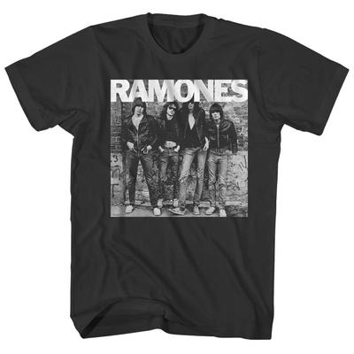 Ramones 1° Album Cover Maglietta Uomo Musica Rock Classico Band Tee Nuova Nera