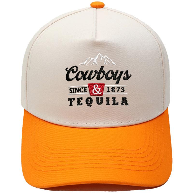 Cowboys & Tequila Cappellino da camionista Ricamo sulla visiera Abbinamento colori vintage Berretto da baseball Maschio Femmina Casual