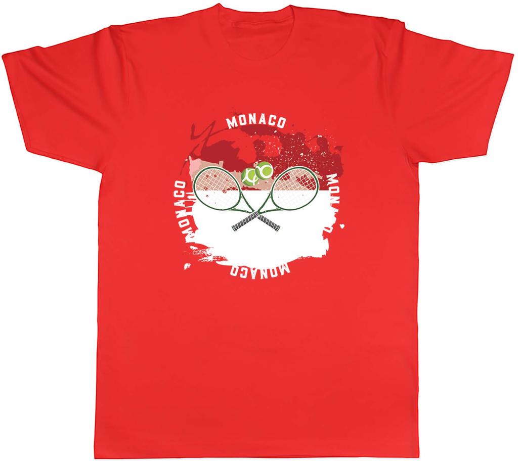 Tennis Sports With Monaco Flag Mens Unisex TShirt Tee Gift