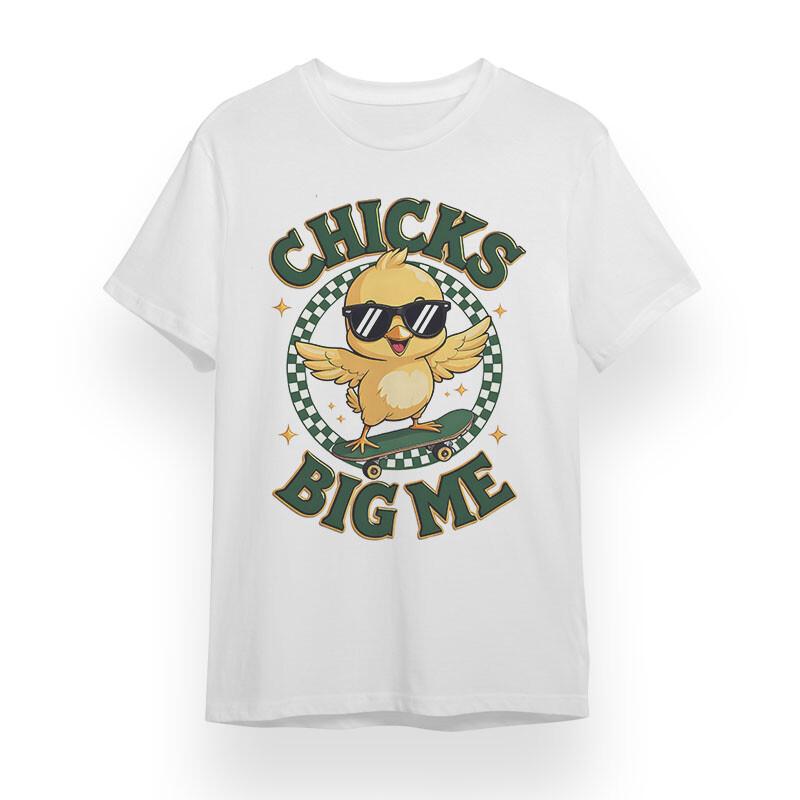 

Men s Plus Size T-shirt With Chicks Big Me Cool Unisex White 100% Cotton Tee USA 4XL