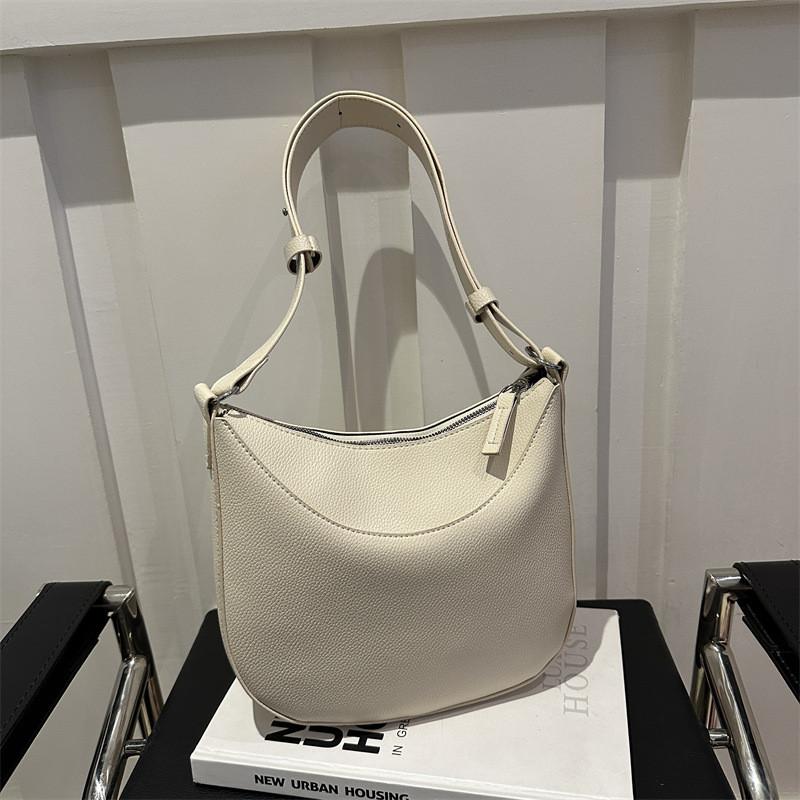 Stylish Spring Womens Shoulder Bag Classic Chic Pu Fabric Small Handbag In Black Khaki Brown And White