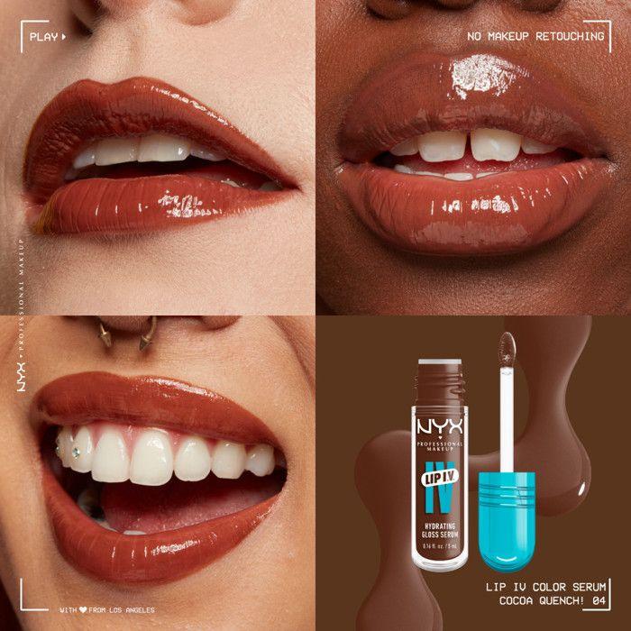 NYX Professional Makeup, Lip IV, Gloss, jusqu'à 12h d'hydratation, hautement pigmenté, fini brillant, Cocoa Quench !