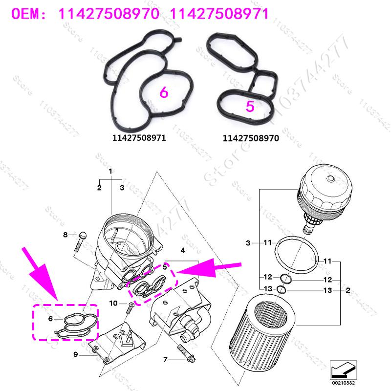 

Для BMW 1/3/5/6/7/X3/X5/X6/Z4 Серії 2006-2012 Прокладка корпусу фільтра масляного радіатора 11427508970 11427508971 11427508970 and 971