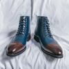 British Style High-Top Plus Size Leather Patchwork Martin Boots - Men's Autumn Fashion Trend
