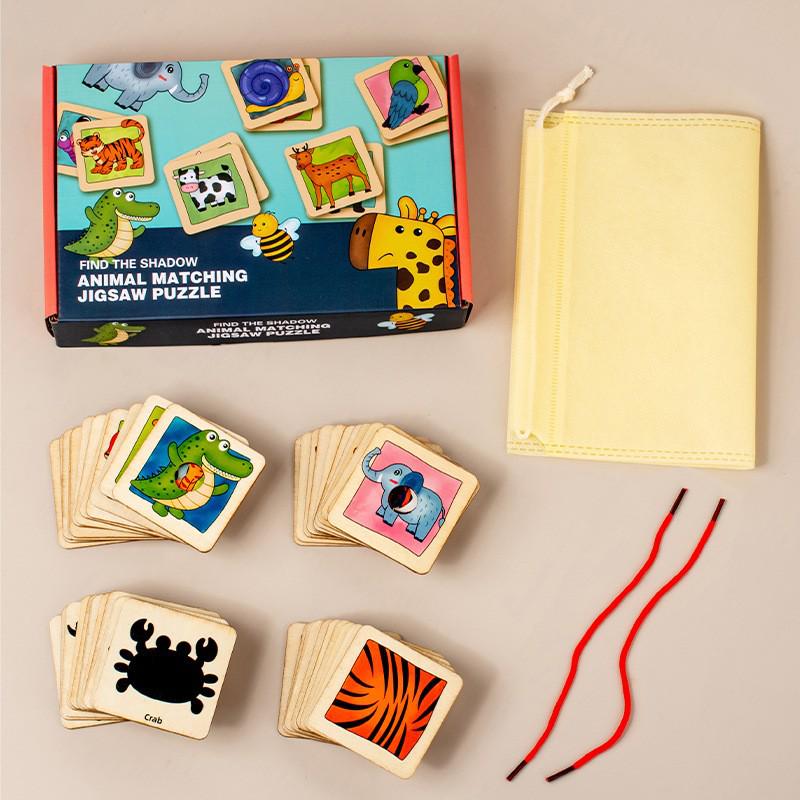 

Wooden Animal Shadow Matching Puzzle for Children s Hand-Eye Coordination and Early Education
