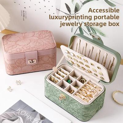 Luxury Printed Jewelry Storage Box Large Capacity Layered Partitioned Premium Feeling Accessory Box Elegant Organizer Case