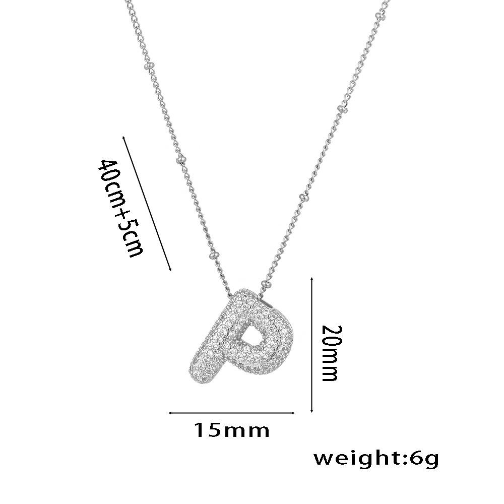 Fashion 26 Bubble Letter Initial Pendant18k Gold Plated Micropaved Full Zirconia Stone Chain Couple Necklace Women Jewelry