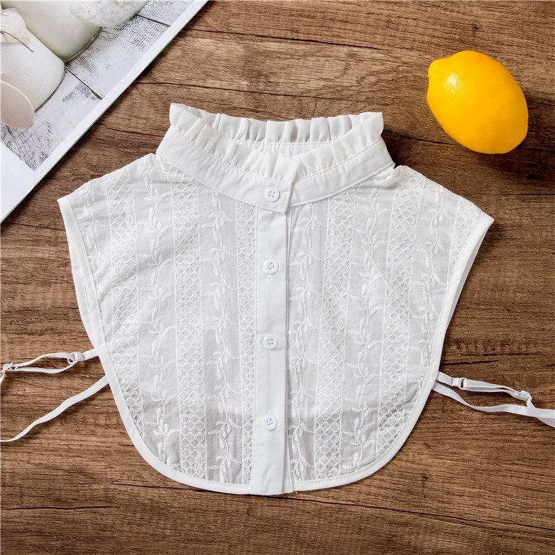 Hollow Lace Chiffon Doll Cotton Fake Collar Blouse Sweater Detachable Shirt Collar False Collar Lapel Women Top Collars Decor