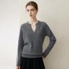 Women's Pure Cashmere Scissor Collar Knit Sweater - Autumn/Winter Loose Pullover Base Layer