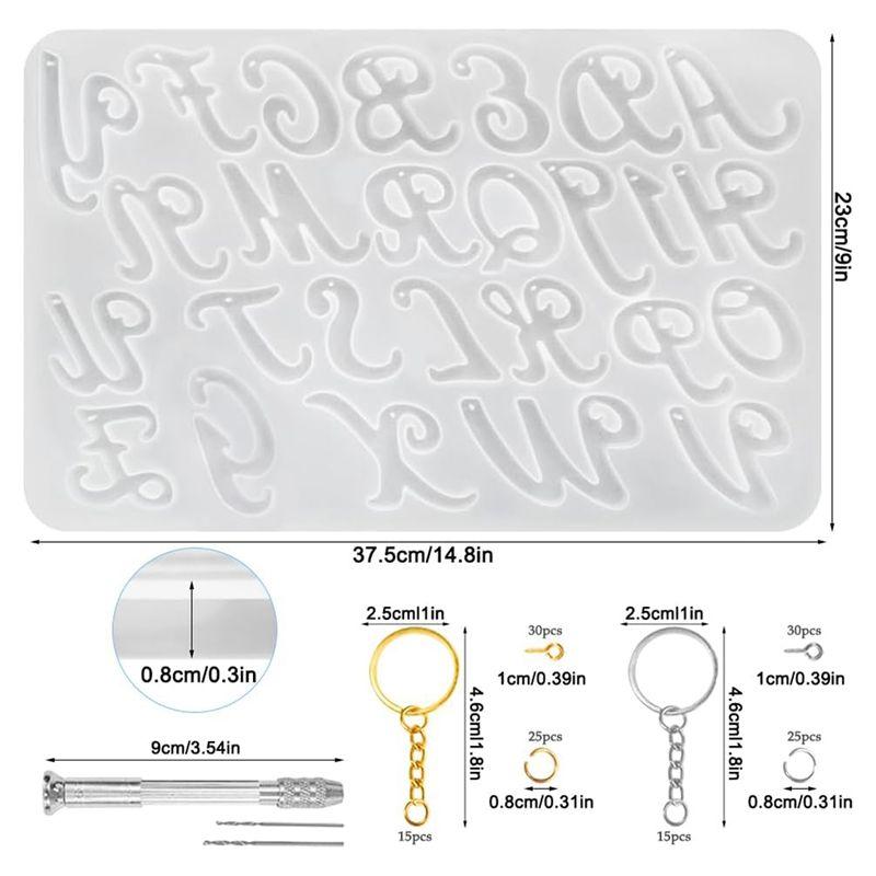 AEE4-Letter Keychain Mold With Holes, Large Letter Mold Resin For Epoxy Resin And Accessories For Keychain Making