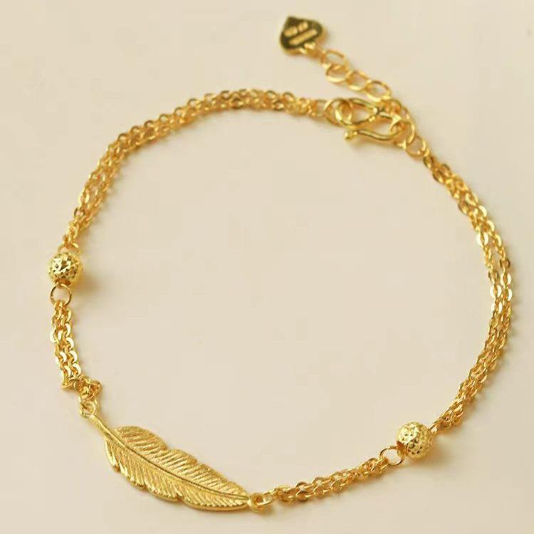 Golden Feather Fashionable Light Luxury Feather Bracelet - Simple Hand Jewelry