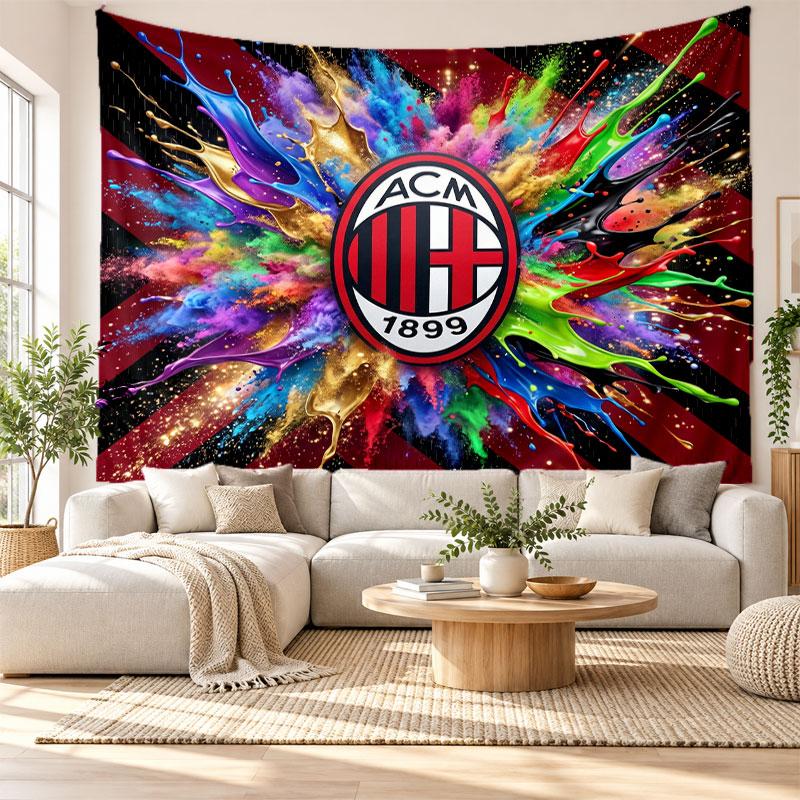 AC Milan Wall Tapestry, Soft Fabric Wall Hanging, Decorative Backdrop For Bedroom Home Wall Art