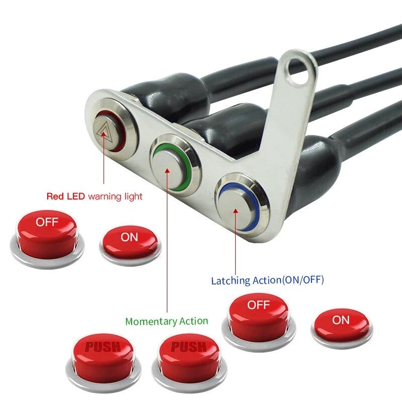 DC12V Stainless Steel Motorcycle Switch ON-OFF Handlebar Adjustable Mount Waterproof Switches Button LED Waterproof Headlight