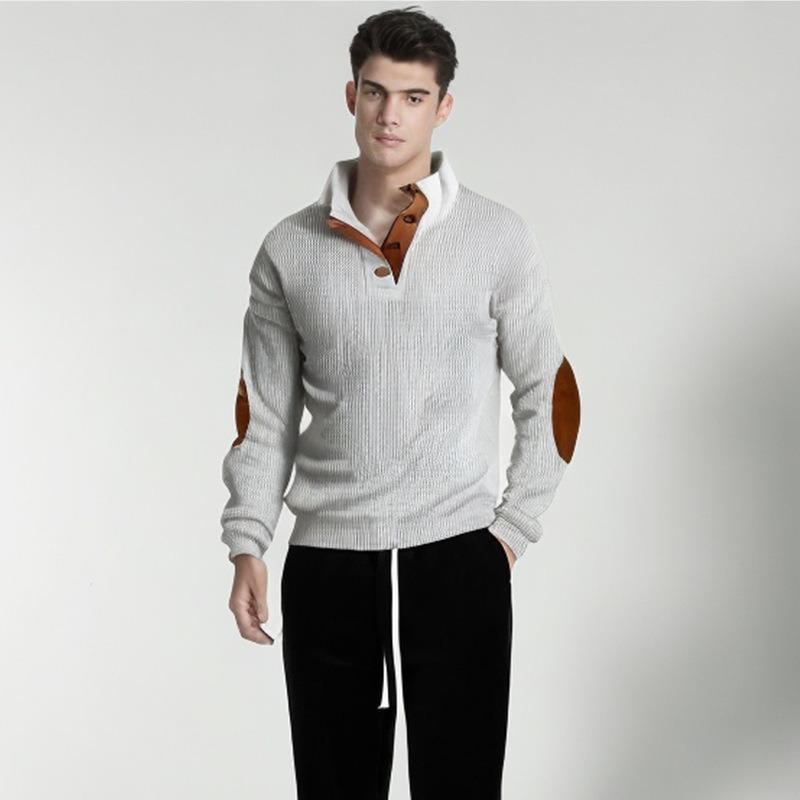 2024 Spring and Autumn European Size Men's S-5XL Casual Standing Neck Long Sleeve Pit Corduroy Sweater