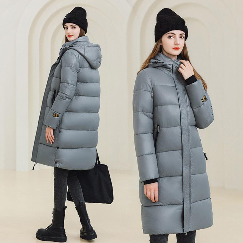Winter Black Gold Down Jacket for Women's Classics Loose Cotton Coat Over Knee Hooded Parka Ladies Trend Thicken Outerwear