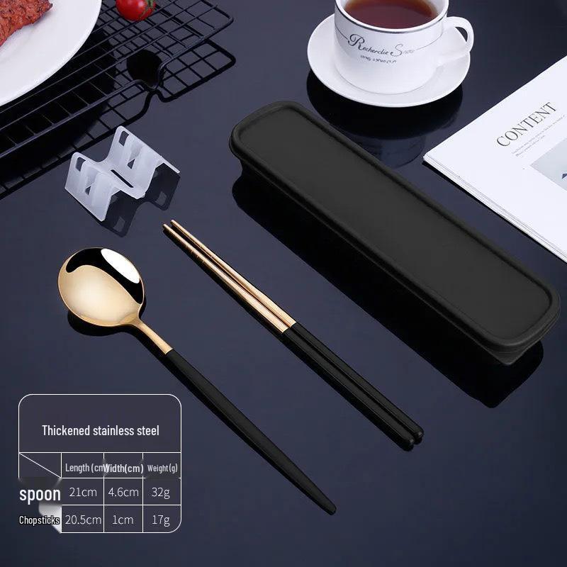Nordic Style Portable Cutlery Set for One - Includes Knife, Fork, Spoon, and Chopsticks - Perfect for Office Workers and Students.
