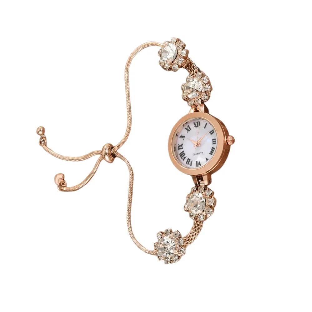 Luxurious Quartz Watch Women's Style Free Adjustments Bracelet Large Diamond Elegance Fashionable Timepiece Ladies Wristwatch