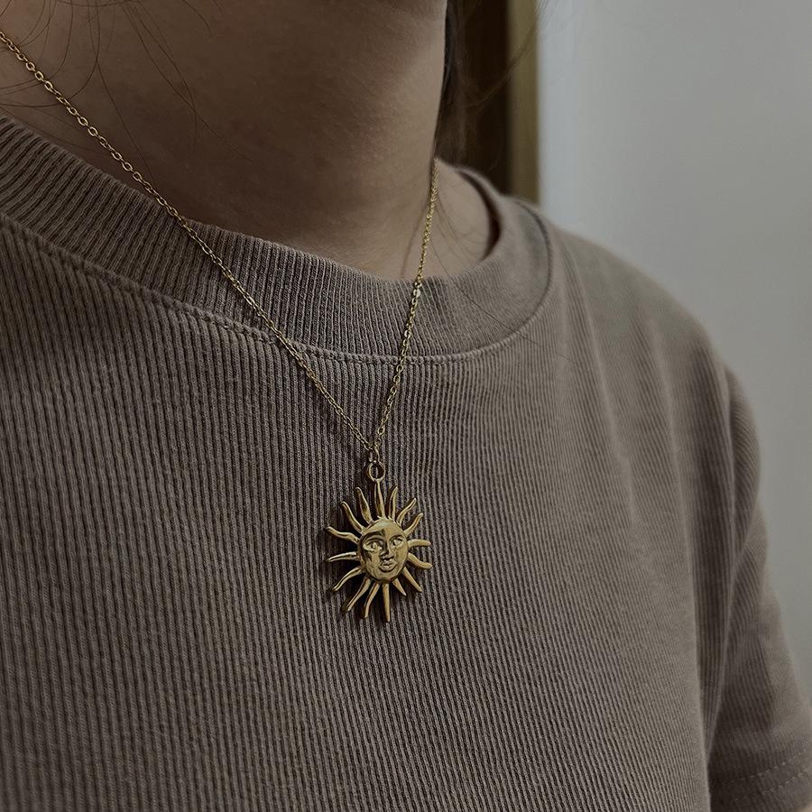 Ретро 3D кулон-солнце из нержавеющей стали Electroplated