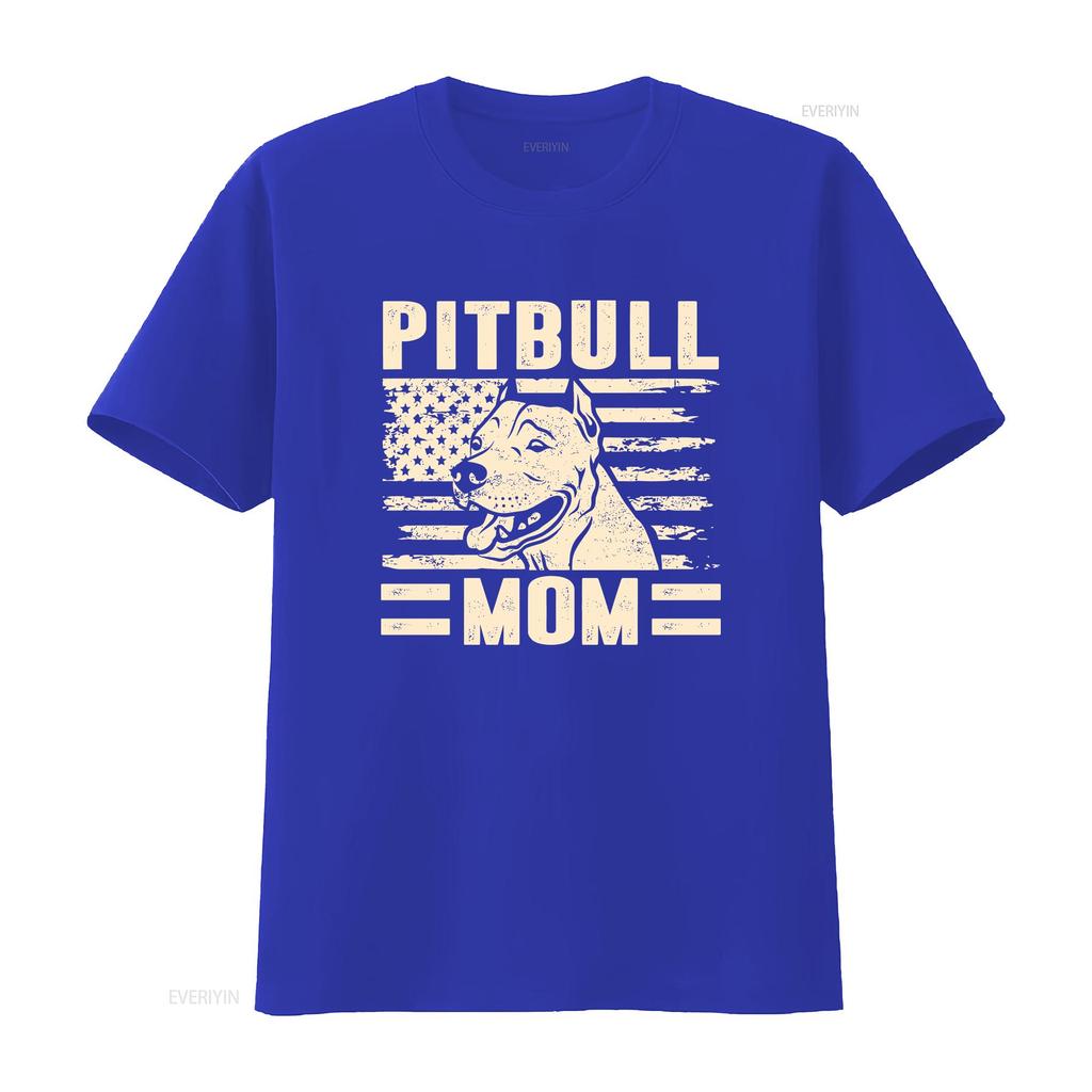 Pitbull Mom T Shirt Dog Mother Mama Lover Owner Woman Vintage Washed Casual Top For Everyday Wear Homme Graphic Versatile