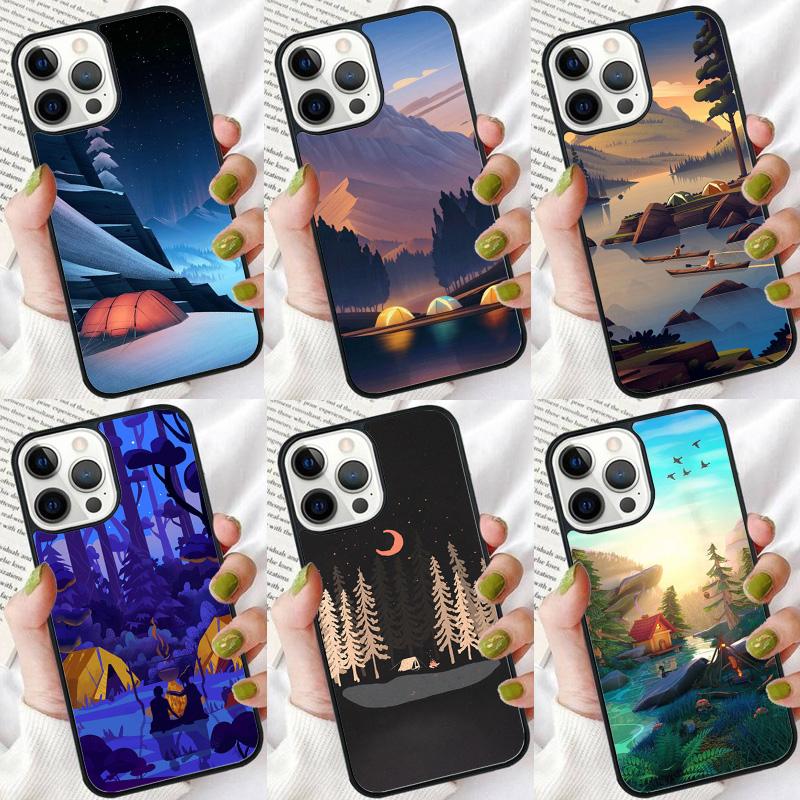 Nature Camping Art Phone Case For iPhone 17 Air 16 pro max 15 14 plus 12 13 Soft Bumper Shell Cover coque