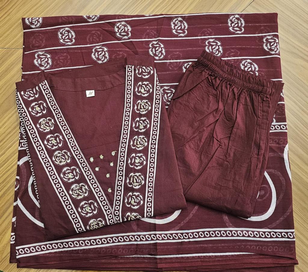 Indian Women Cotton Designer Kurta Pant Dupatta Set Bollywood Top Tunic Kurti Salwar Suit
