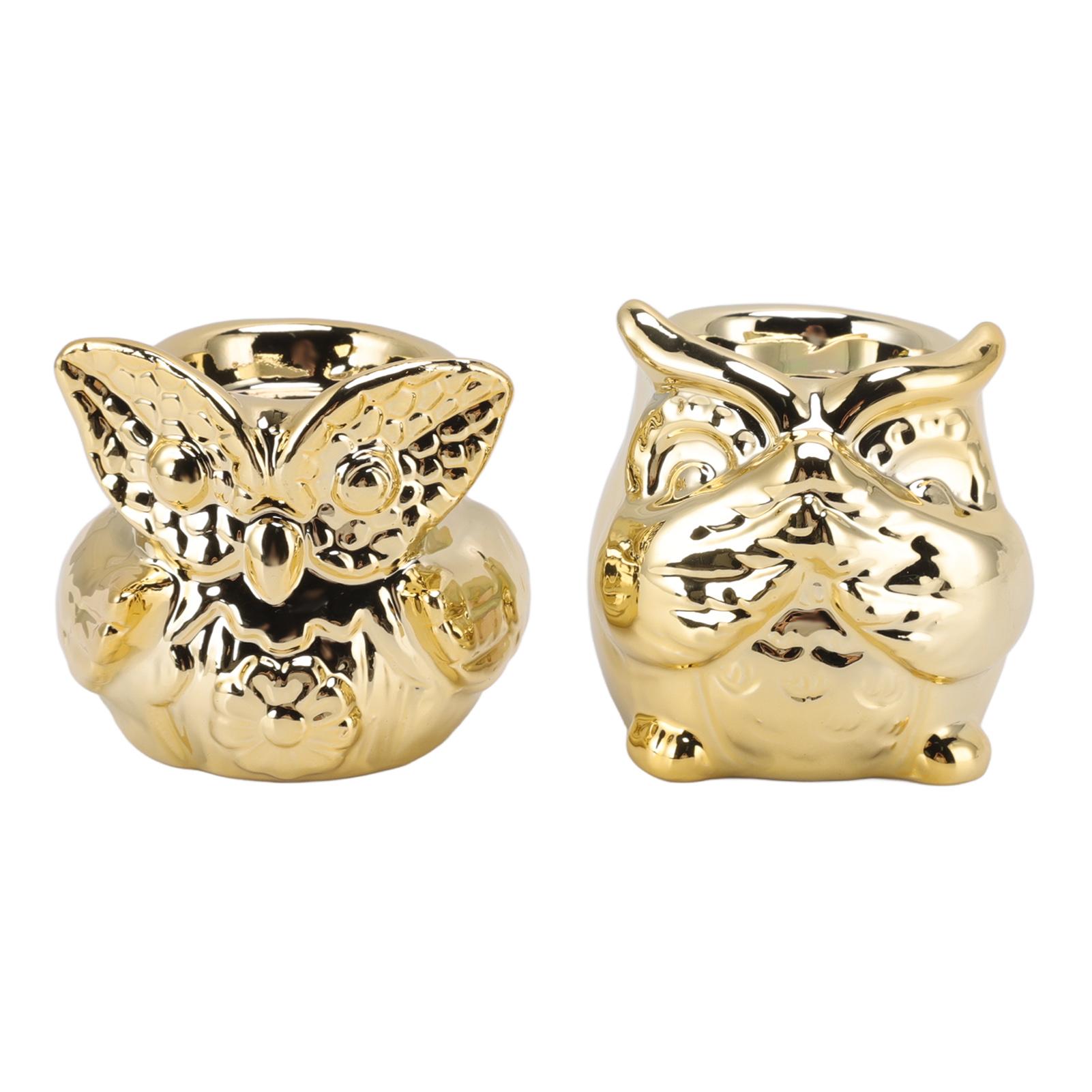 

2Pcs Candle Holder Ceramic Candlestick Base Owl Design Bird Figurine Home Decoration