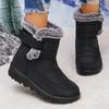 Retro Waterproof Fabric Snow Boots Women 2025 Winter Warm Short Plush Ankle Booties Casual Non Slip Hiking Sneakers Size 43