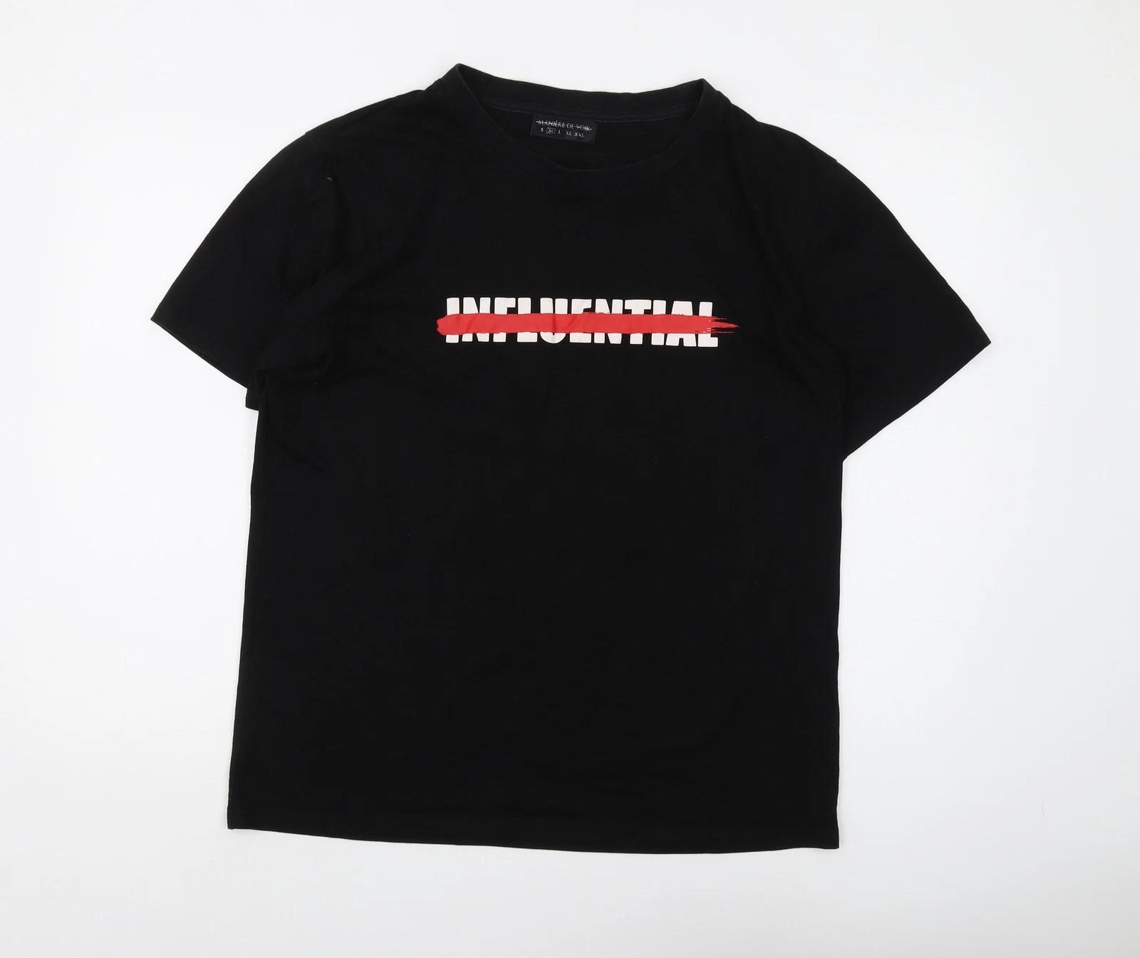 Manière de Voir Men s Black Graphic T-Shirt Medium M