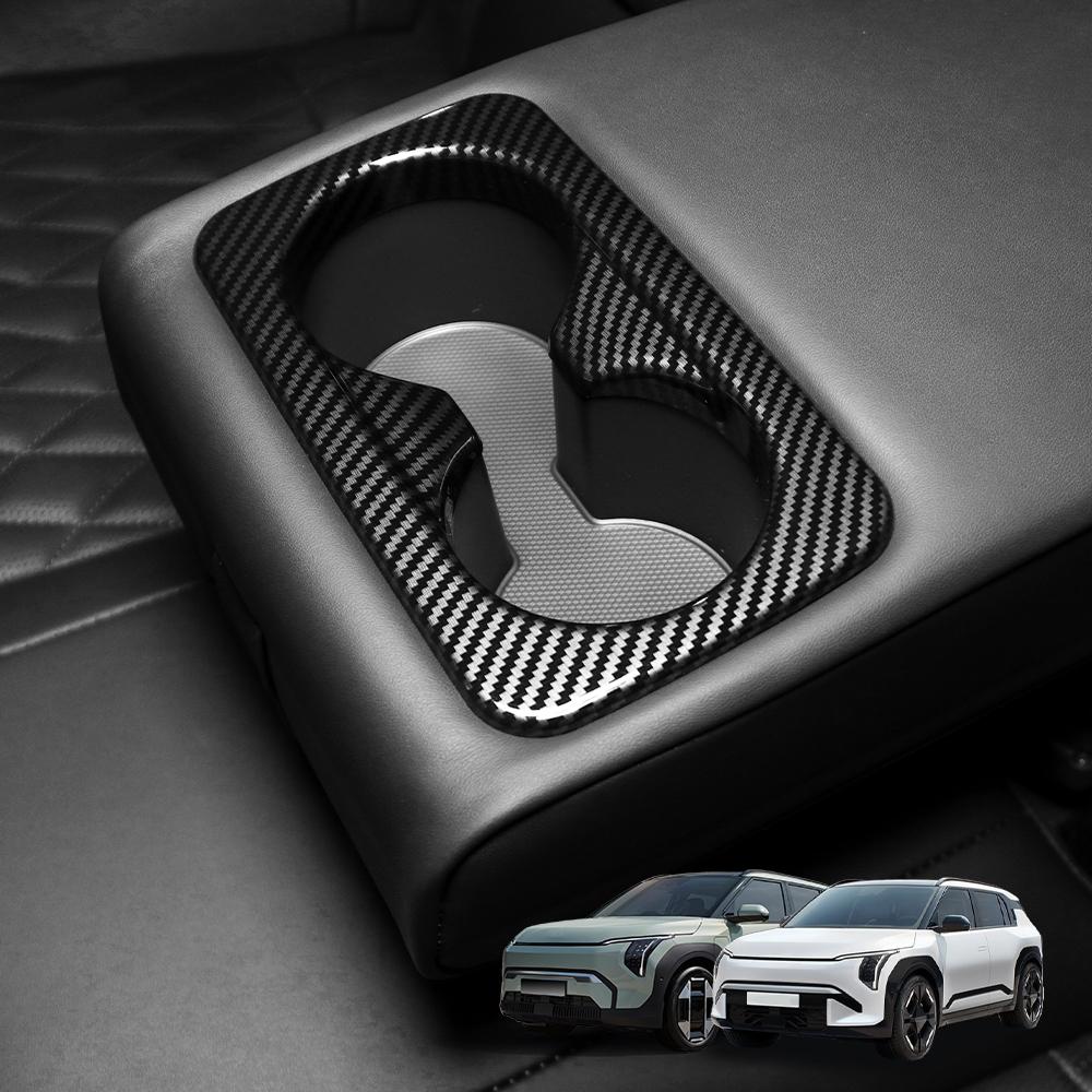 For Kia EV3/EV4/ST/Seltos/K3/SG2 Car Tuning Carbon Fiber Rear Row Water Cup Frame Cover Trim Interior Accessories