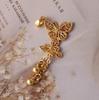 Gold-Plated Butterfly Pendant Necklace with Tassel and Ball Decor